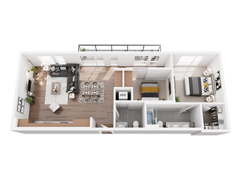 Floor plan for 2 beds, 2 baths, 1002 sqft